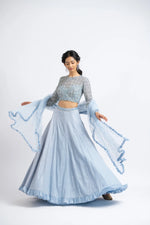 ICE BLUE TULLE LEHENGA CHOLI SET