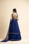 MIDNIGHT BLUE GEORGETTE KALIDAR JACKET  LEHENGA SET