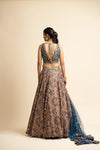 PEACOCK BLUE PRINTED LEHENGA CHOLI SET