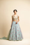 JADE GREEN ORGANZA LEHENGA SET