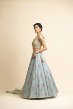 JADE GREEN ORGANZA LEHENGA SET