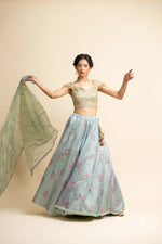 JADE GREEN ORGANZA LEHENGA SET