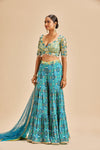 BLUE BANDHANI TIERED SHARARA SET