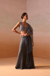 GREY SHIMMER DRAPED SAREE