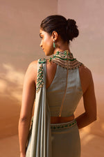 PISTA GREEN DRAPED SAREE