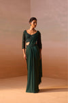 BOTTLE GREEN DRAPED SAREE