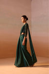 BOTTLE GREEN DRAPED SAREE