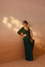 BOTTLE GREEN DRAPED SAREE