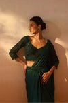 BOTTLE GREEN DRAPED SAREE