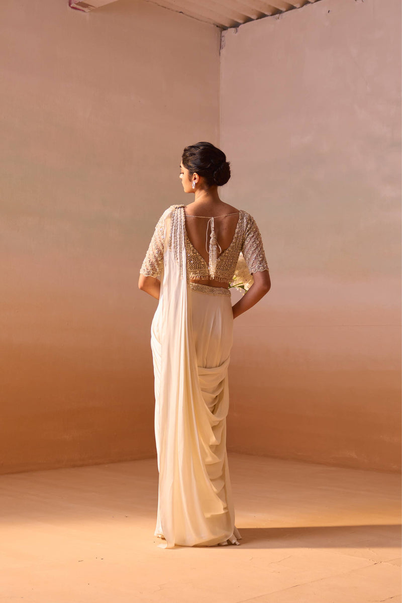 IVORY DRAPED SAREE