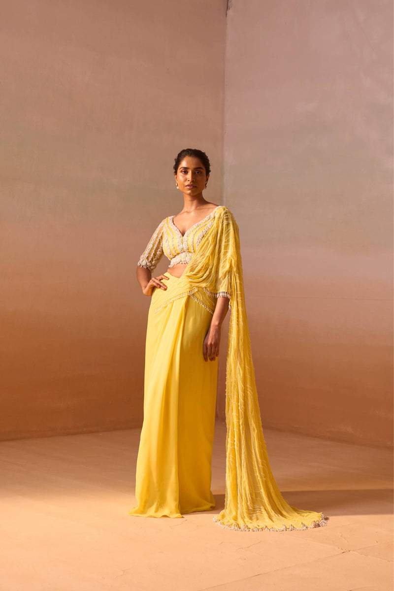 YELLOW GEORGETTE SAREE