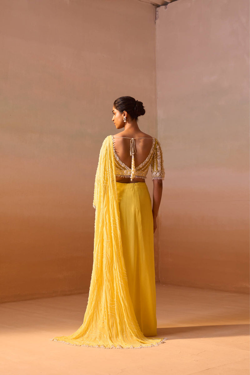 YELLOW GEORGETTE SAREE