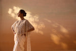 3PCS WHITE CAPE WITH DRAPED SAREE