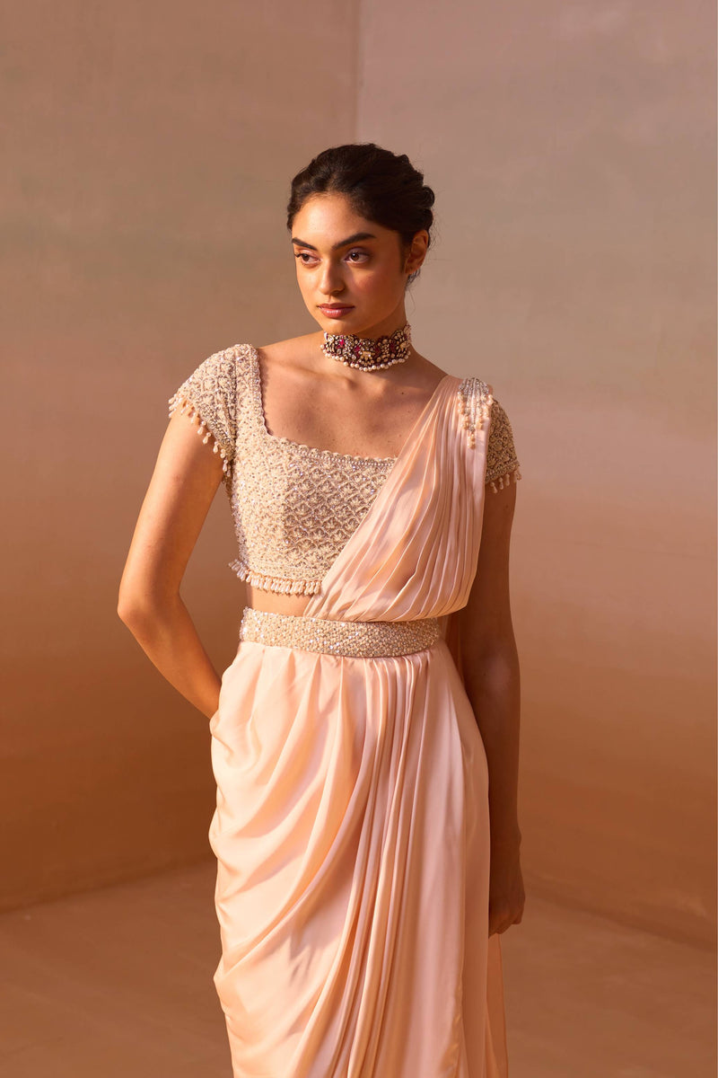 PEACH DRAPED SAREEPEACH