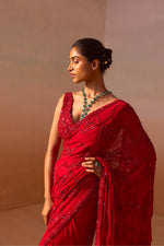 RED HEAVY GEORGETTE SAREE