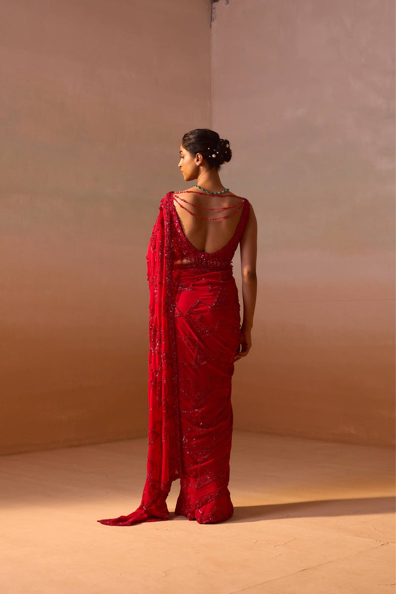 RED HEAVY GEORGETTE SAREE