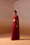 MAROON DRAPED SAREE