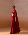 MAROON DRAPED SAREE