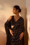 BLACK AND SILVER GREY GEOMETRICAL SAREE