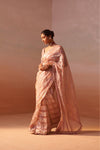 ROSE PINK ORGANZA TISSUE SAREE