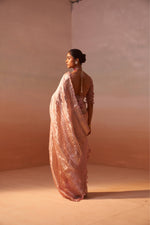 ROSE PINK ORGANZA TISSUE SAREE