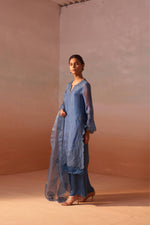 MID BLUE ORGANZA SUIT SET