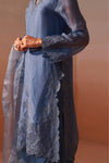 MID BLUE ORGANZA SUIT SET