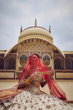 GOLD TISSUE LEHENGA CHOLI WITH A PEACH  TISSUE  DUPATTA