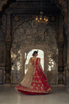 RED RAW SILK LEHENGA CHOLI WITH NET DUPATTA