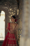 RED RAW SILK LEHENGA CHOLI WITH NET DUPATTA