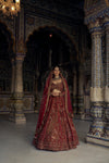 RED RAW SILK LEHENGA CHOLI DUPATTA