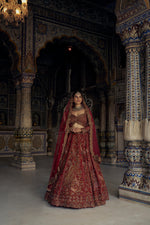 RED RAW SILK LEHENGA CHOLI DUPATTA