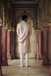 BLUSH RAW SILK SHERWANI WITH KURTA AND TROUSE