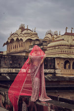 MAROON NET EMBROIDERED SAREE BLOUSE WITH PETTICOAT