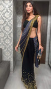 JUHI GODAMBE - BLACK PRE-STICHED EMBELLISHED SAREE SET