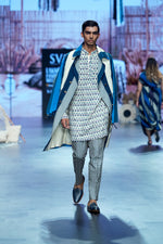 TRENCH COAT PAIRED WITH HEXAGON EMBELLISHED KURTA WITH  PANTS