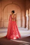 A Coral pink Organza Lehenga