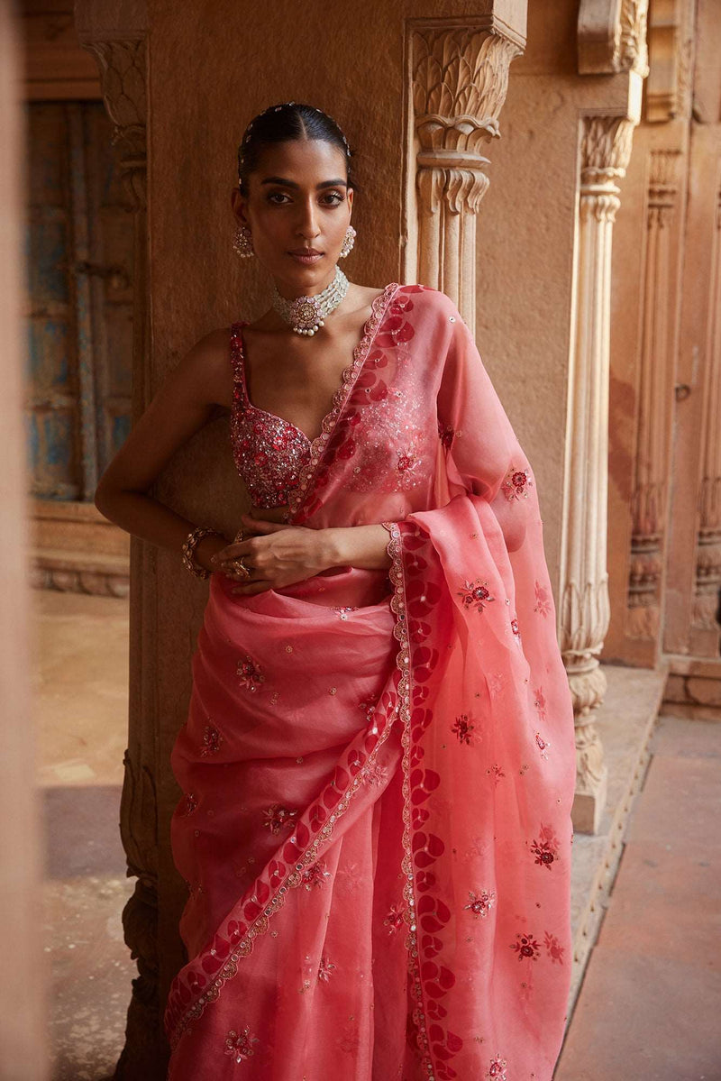 A Coral pink saree