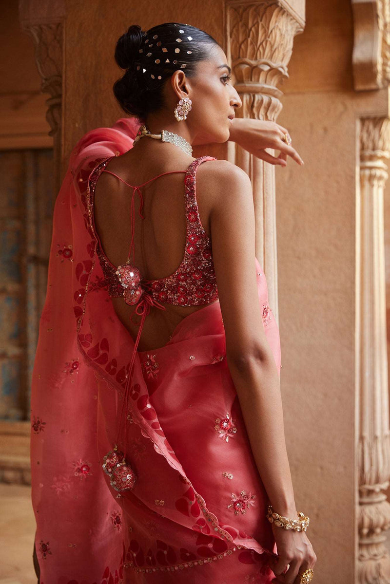 A Coral pink saree