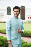 Shimmer Blue Nehru Jacket Set