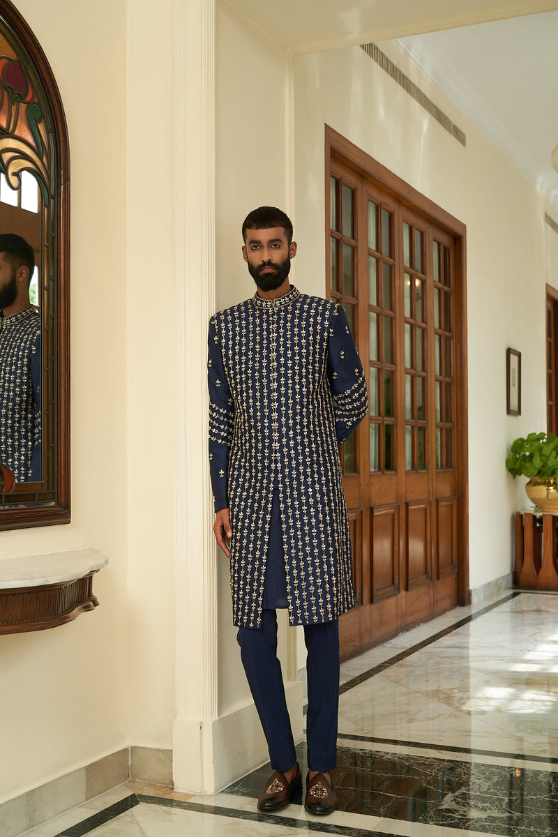 Insignia Blue Sherwani Set