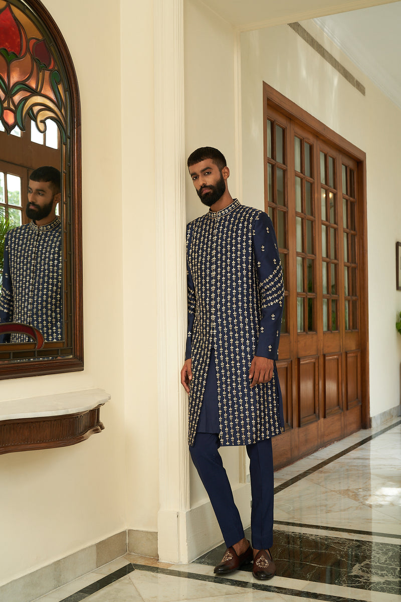 Insignia Blue Sherwani Set