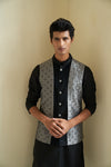 Sheen Black Nehru Jacket Set