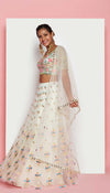 PEARLY - IVORY AND MINT GREEN EMBELLISHED FULL LEHENGA SET