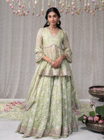 Green Rajnigandha Short Anarkali with Rajnigandha Lehenga