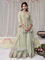 Green Rajnigandha Short Anarkali with Rajnigandha Lehenga