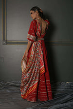 Textured georgette anarkali , pure silk printed dupatta