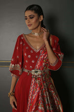 Textured georgette anarkali , pure silk printed dupatta