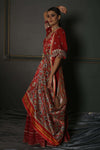 Textured georgette anarkali , pure silk printed dupatta