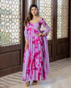 Bulbul -Mauve tie and dye hand embroidered anarkali set